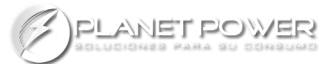 Planet Power logo with a circular emblem and the words 'PLANET POWER' and 'SOLUCIONES PARA SU CONSUMO'