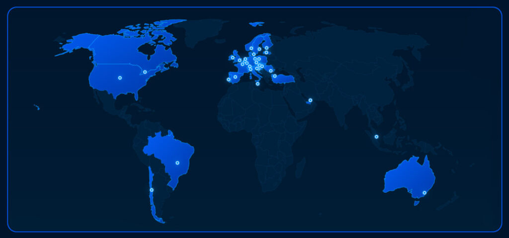 Available in 33 countries (map)